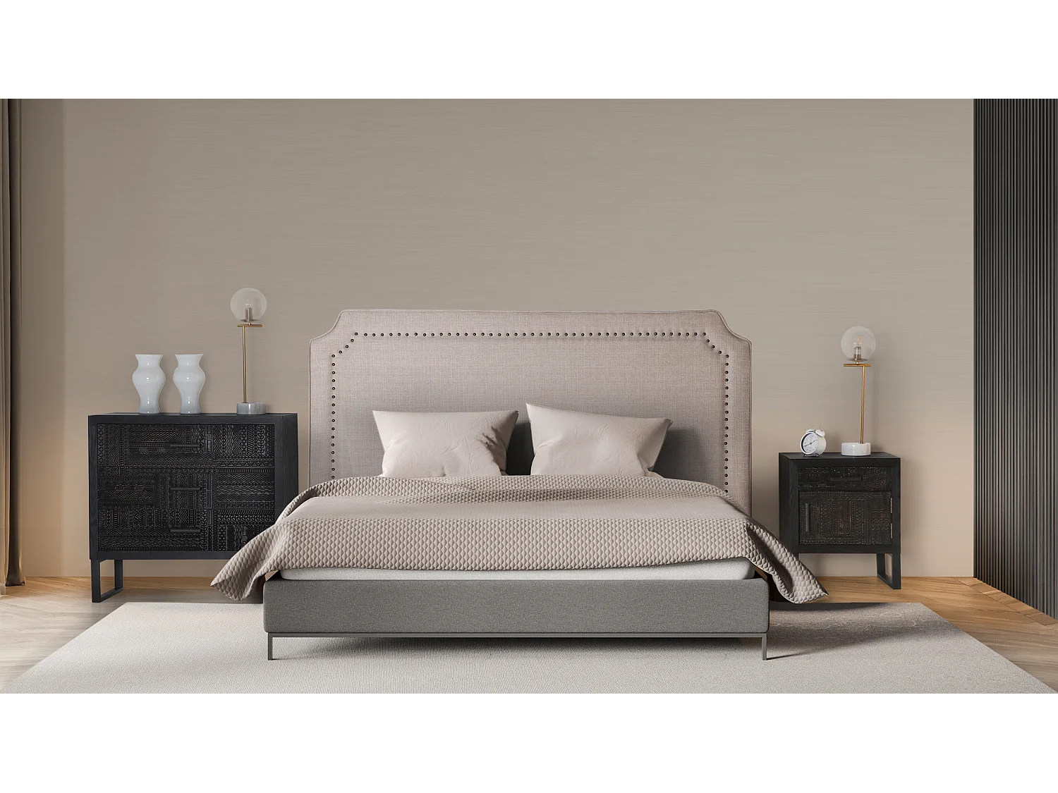 Table chevêt en bois de frêne noir 45x35x56 cm