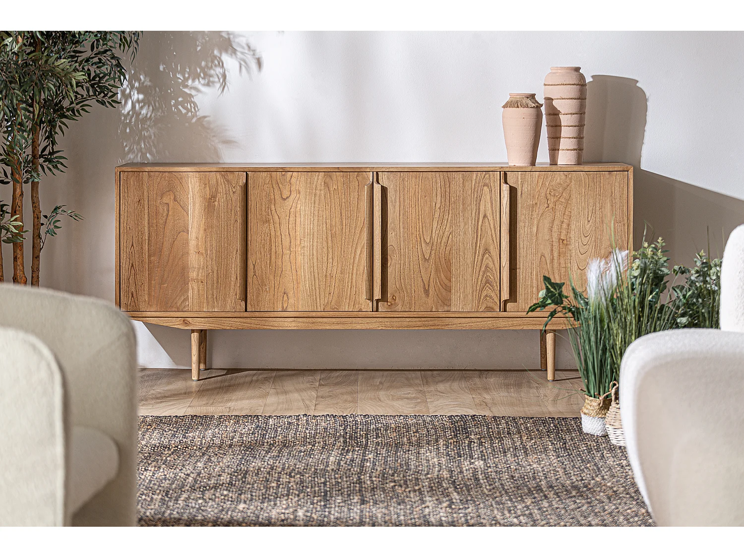 Buffet en bois de mindi marron 200x40x82 cm