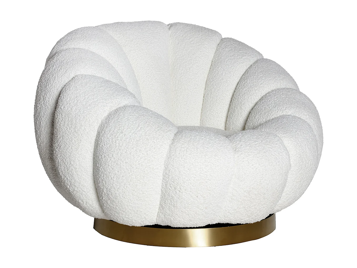 Fauteuil pivotant en coton bouclé blanc