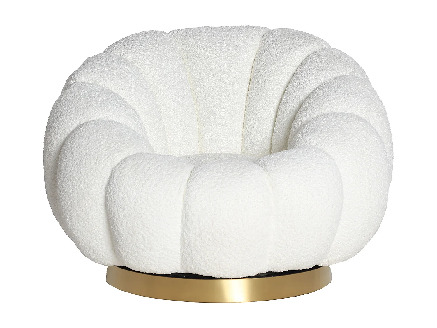 Fauteuil pivotant en coton bouclé blanc