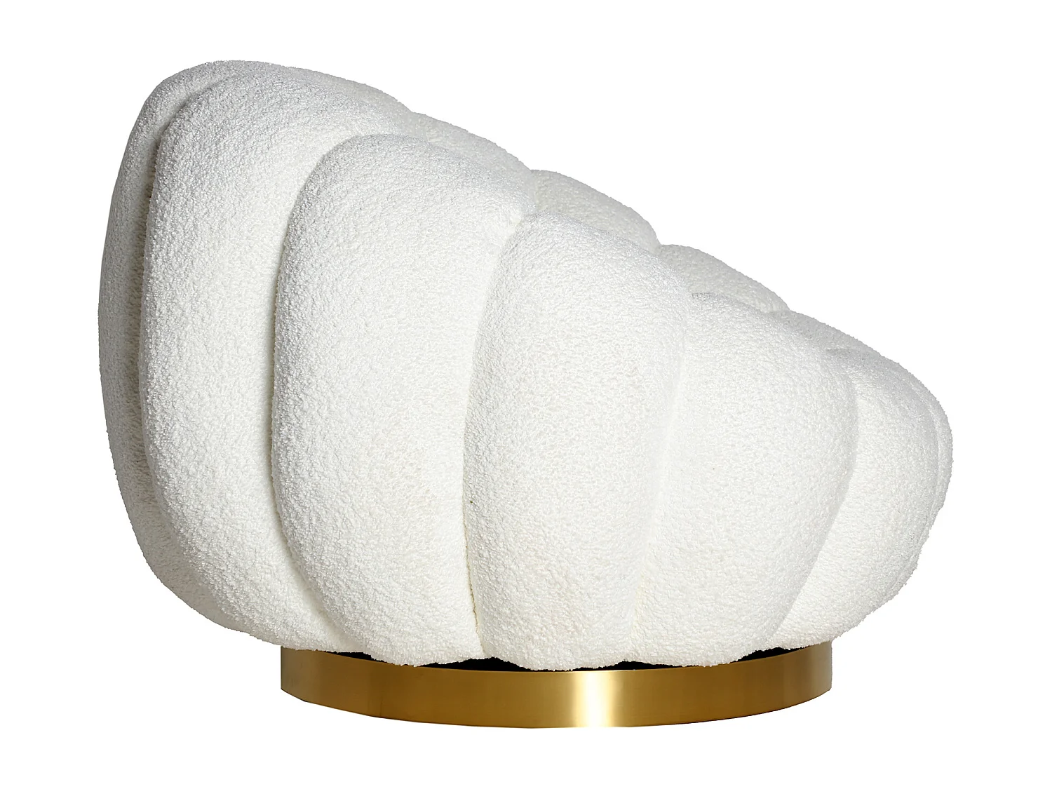 Fauteuil pivotant en coton bouclé blanc