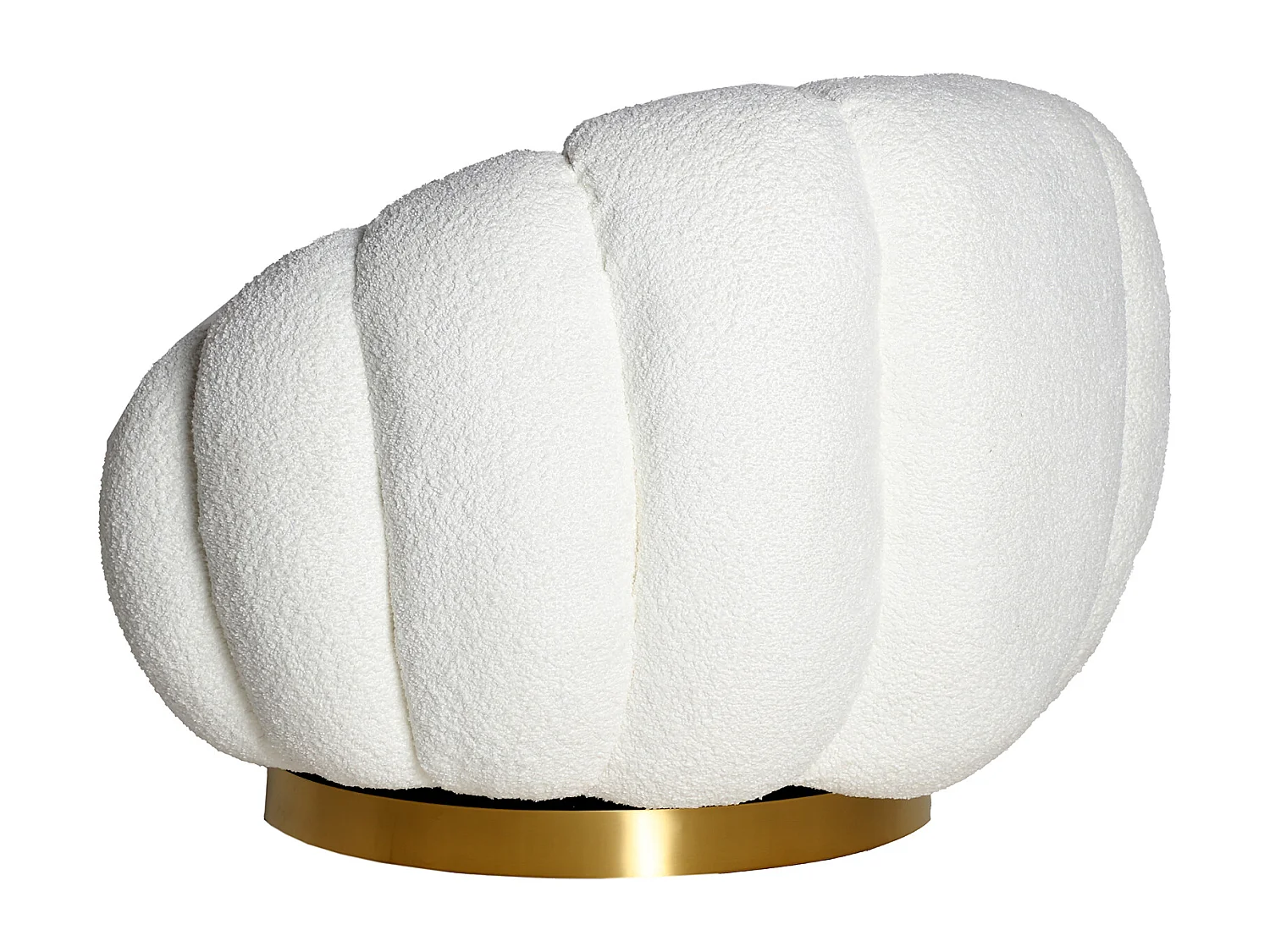Fauteuil pivotant en coton bouclé blanc
