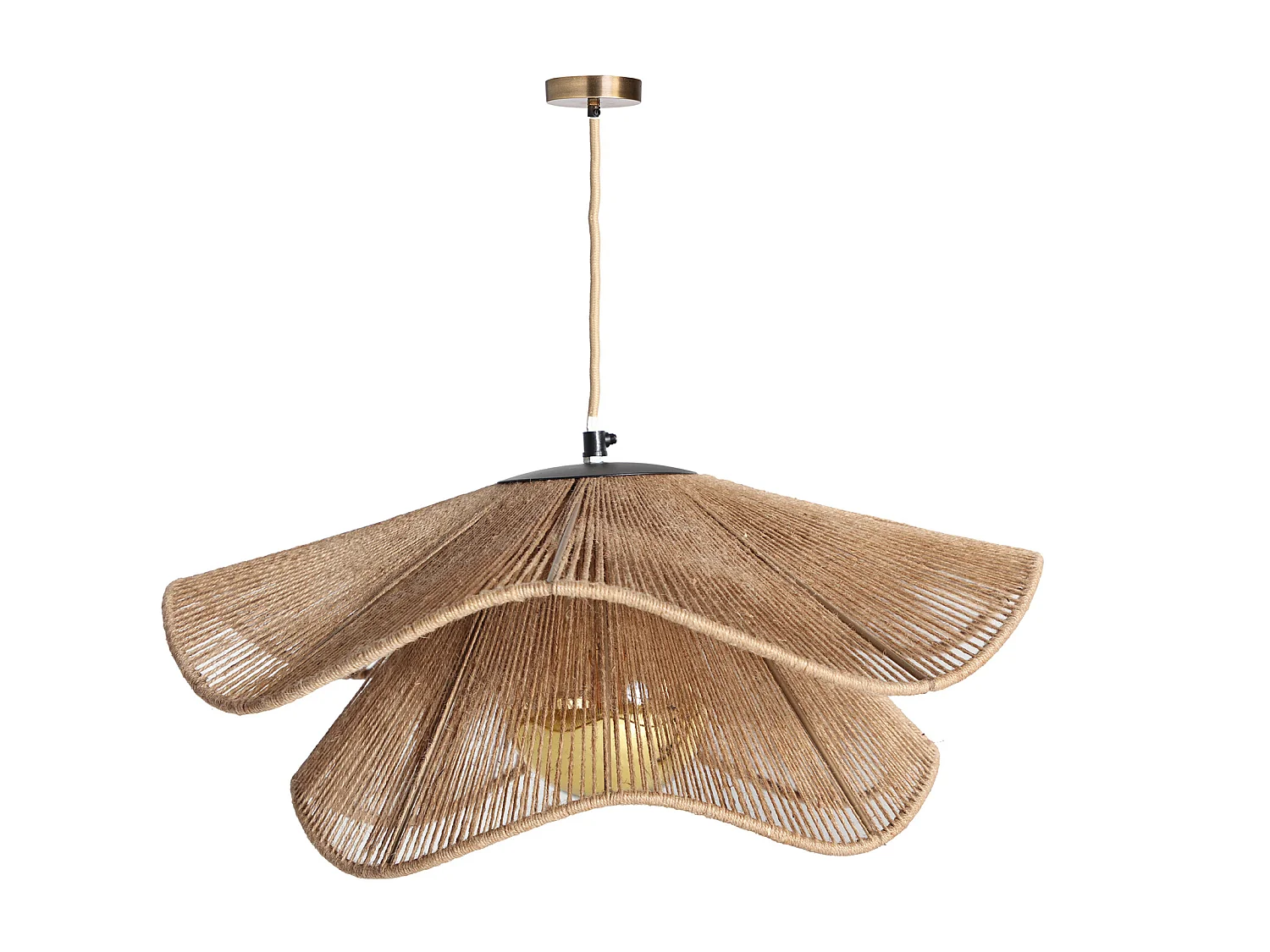 Lustre en jute marron 50x50x25 cm