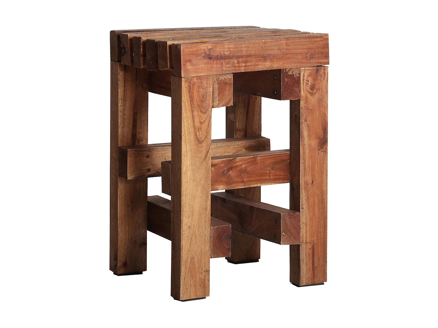 Reposapiés de madera de mahogany en color marrón de 30x30x45cm