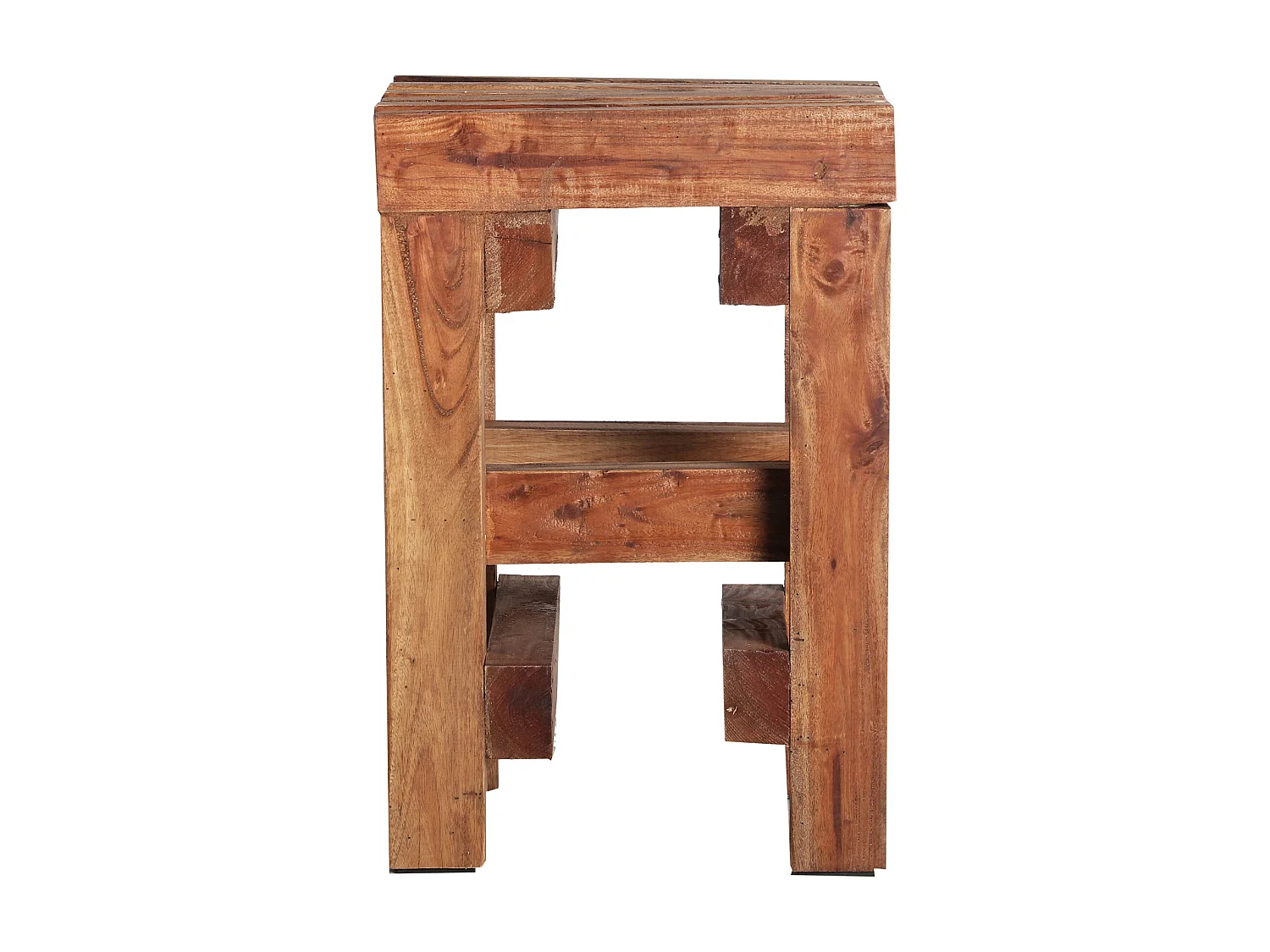 Reposapiés de madera de mahogany en color marrón de 30x30x45cm