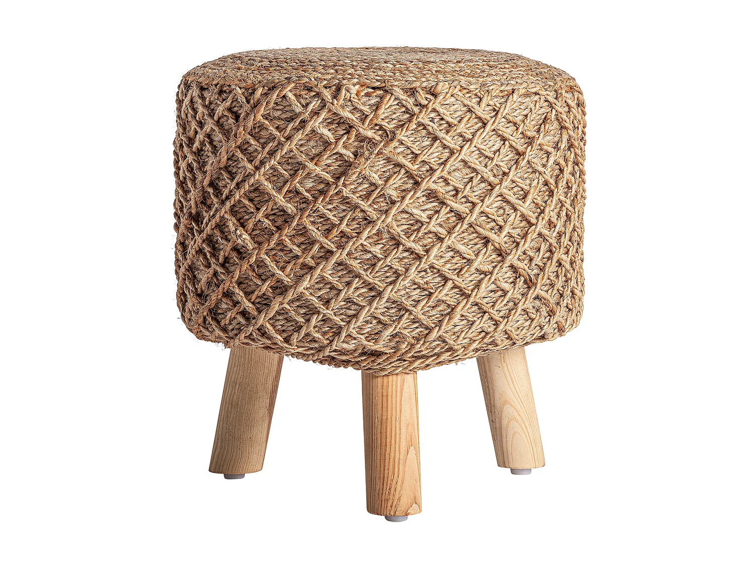 Reposapiés de yute en color marrón de 43x43x45cm