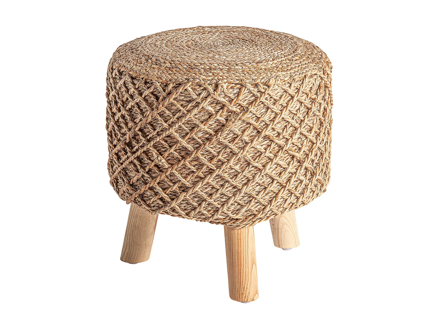 Reposapiés de yute en color marrón de 43x43x45cm