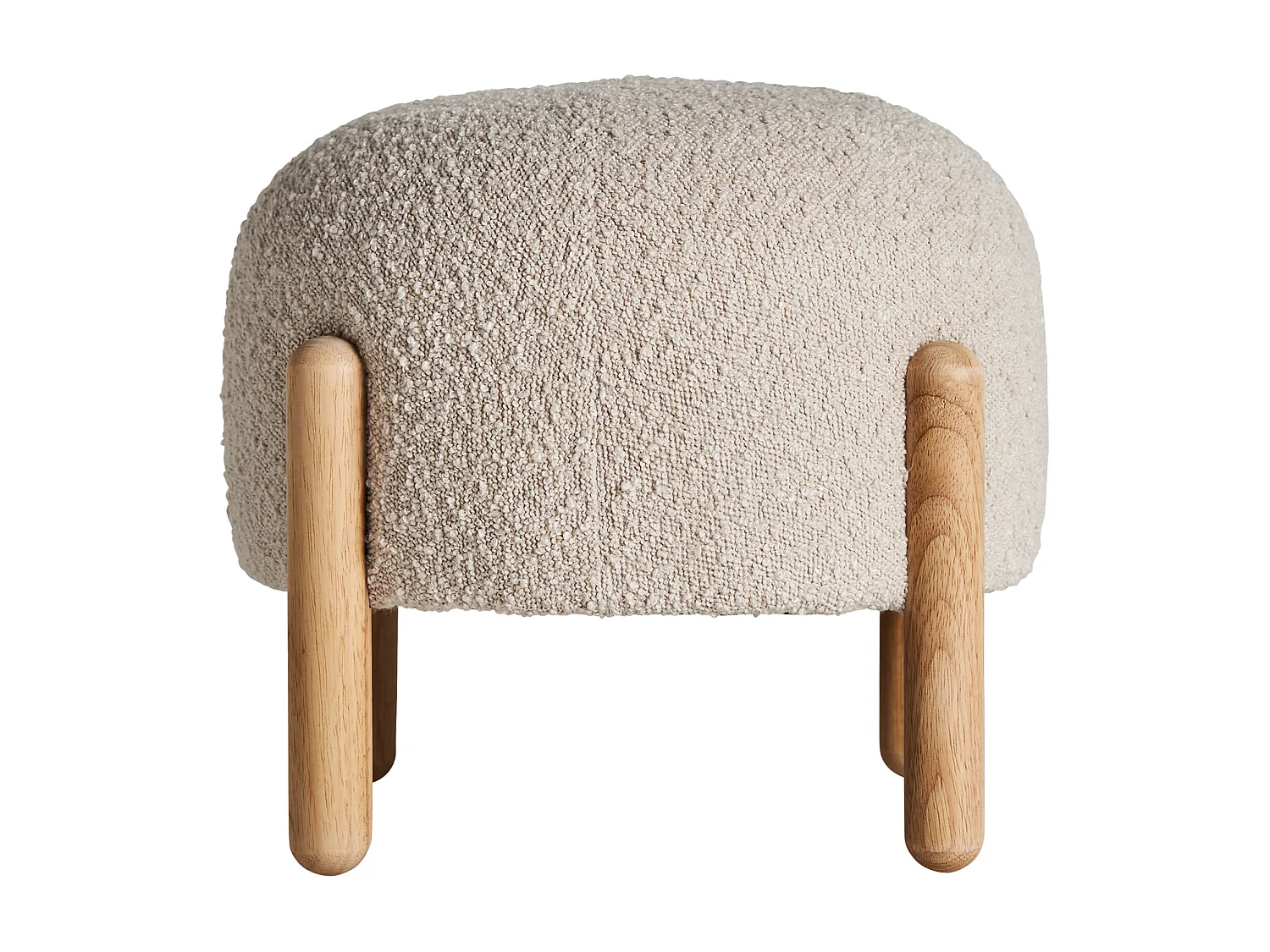 Reposapiés de algodón bouclé en color marrón claro de 41x41x38cm