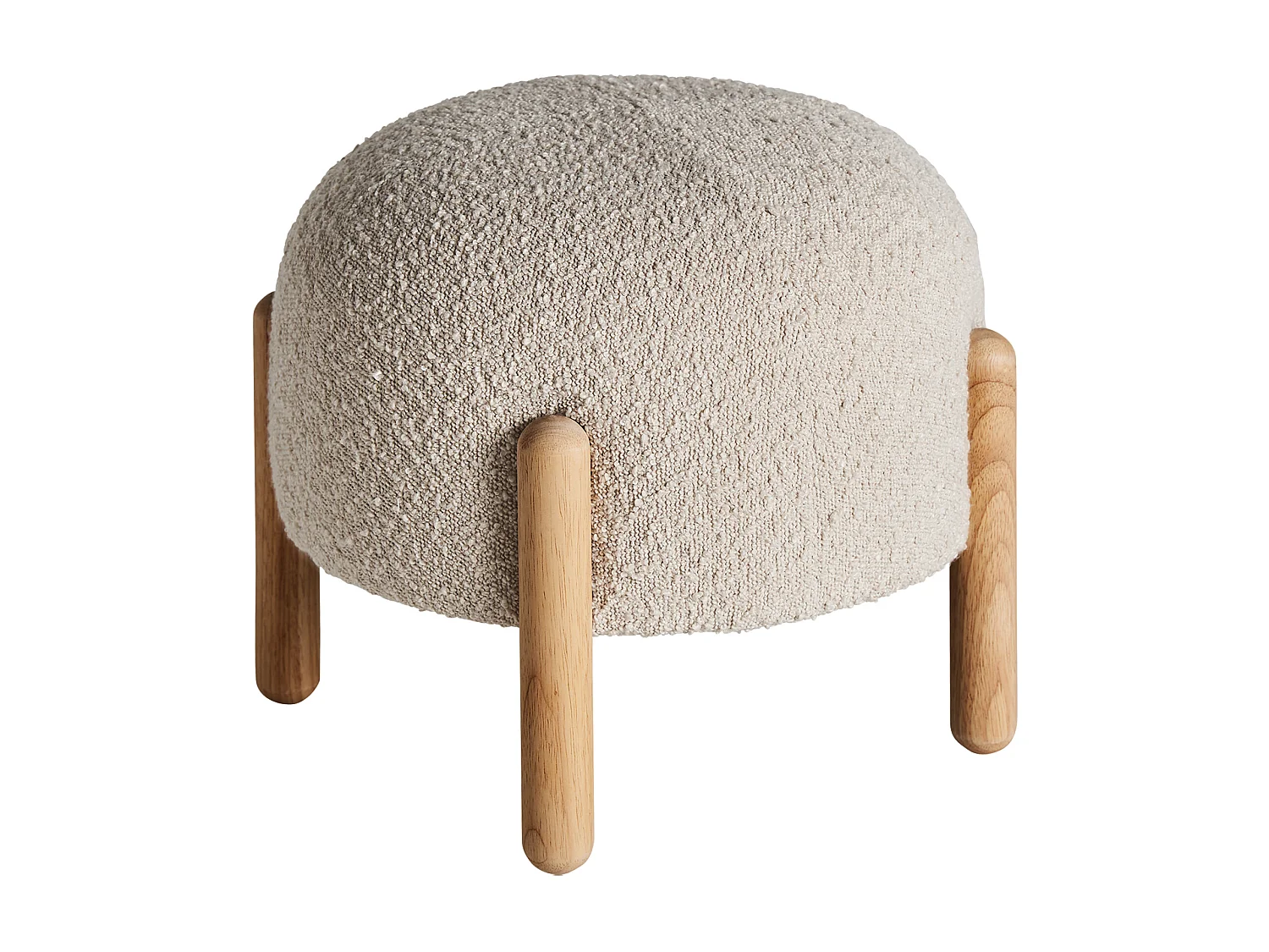 Reposapiés de algodón bouclé en color marrón claro de 41x41x38cm