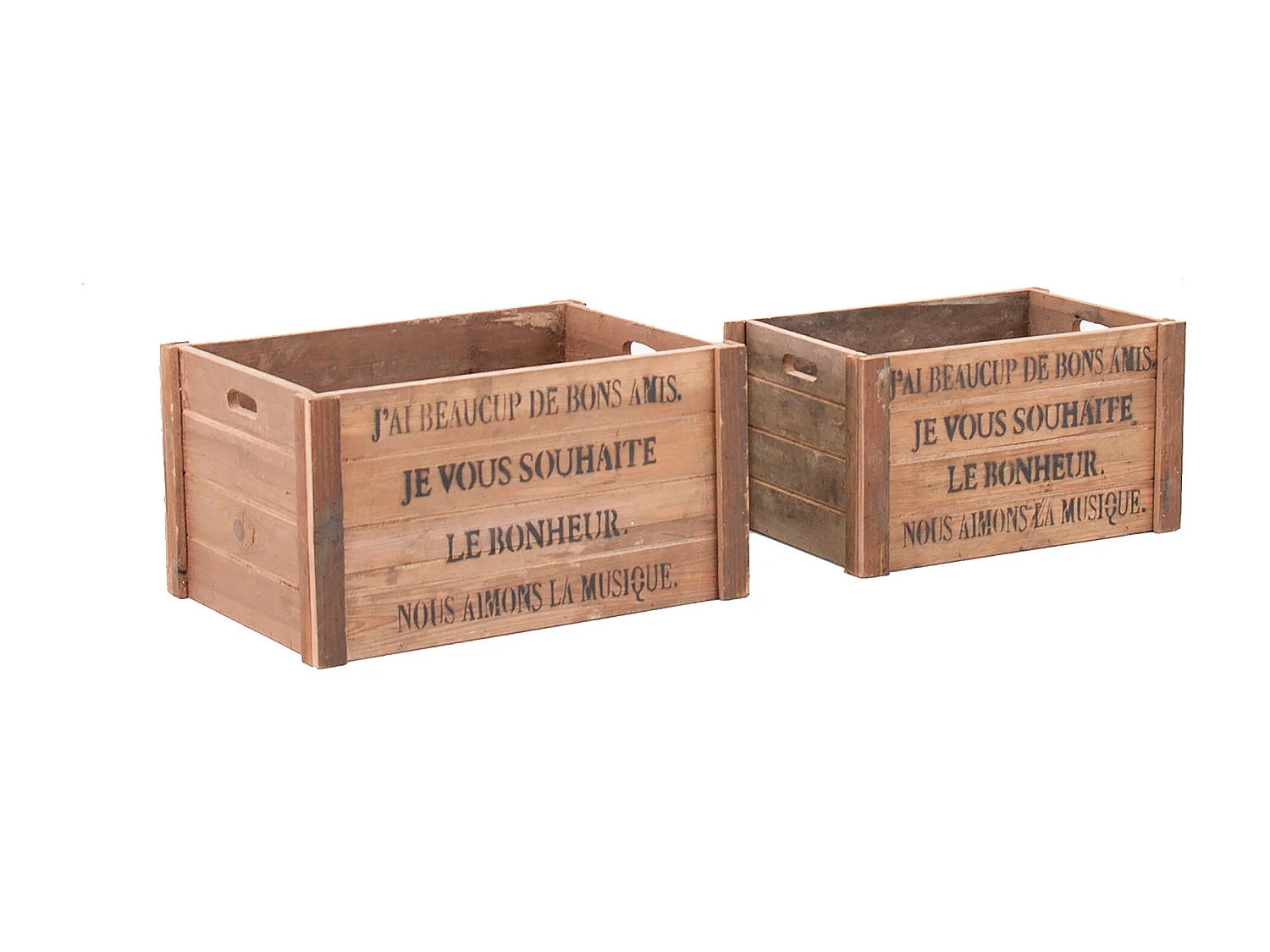 Caja de madera de abeto en color marrón de 52x38x28cm