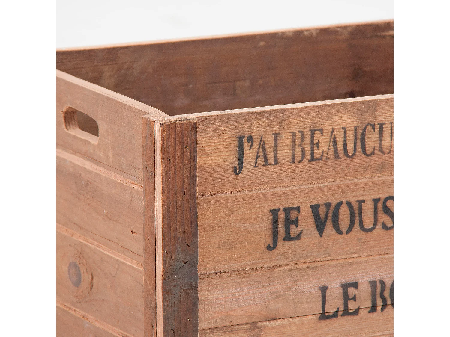 Caja de madera de abeto en color marrón de 52x38x28cm