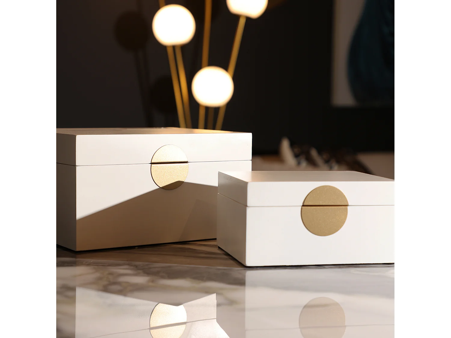 Caja de madera dm en color blanco - pack de 2