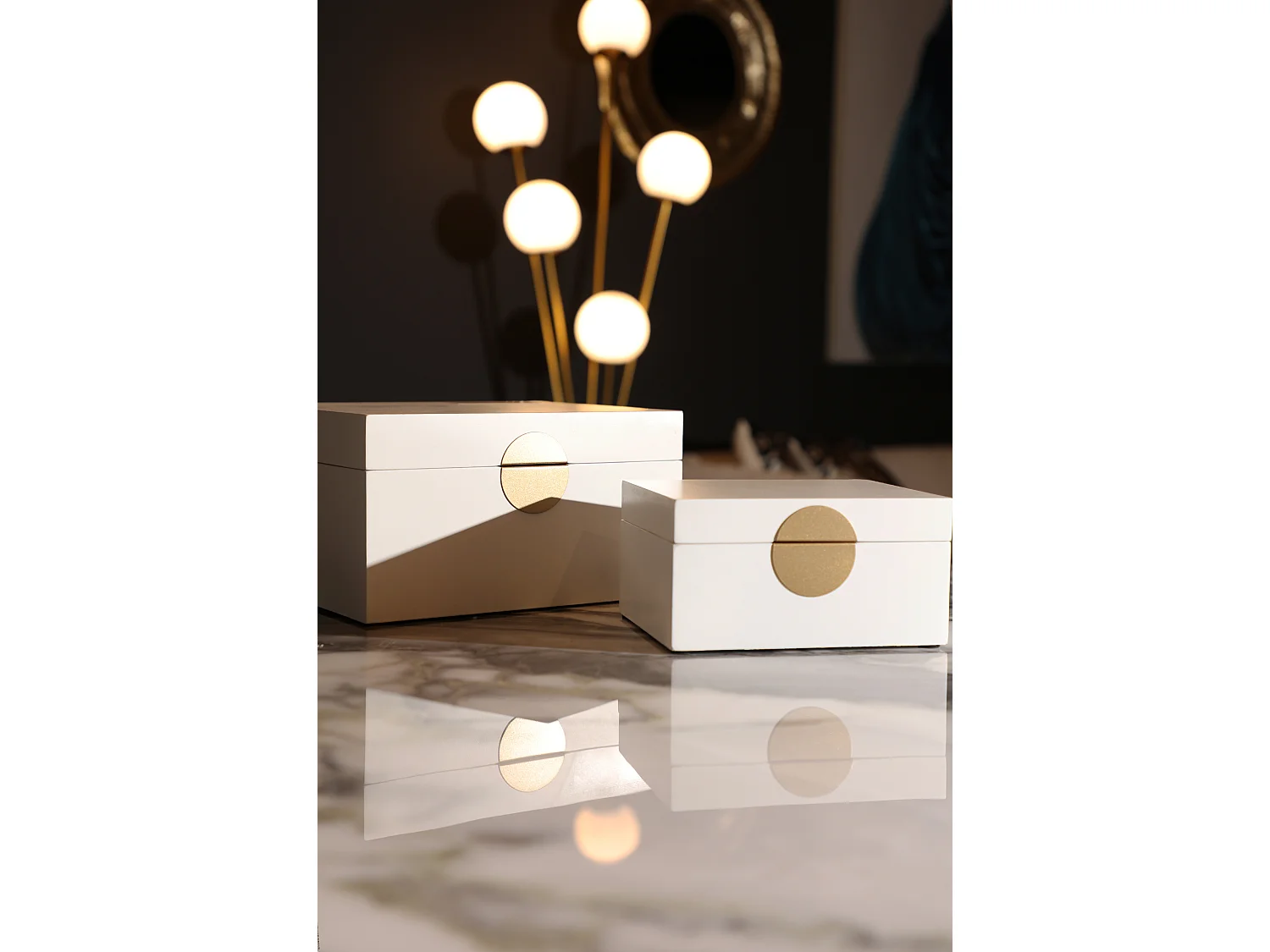 Caja de madera dm en color blanco - pack de 2