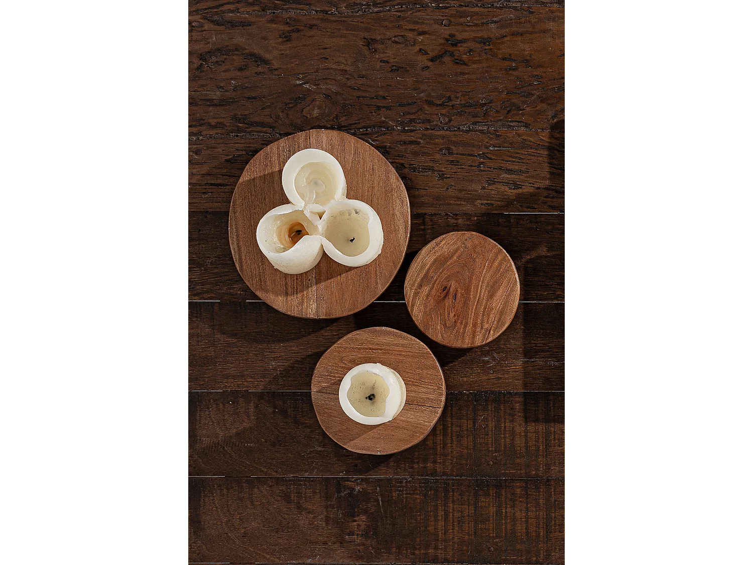 Tabla de madera de mahogany en color marrón de 29x29x4cm - pack de 3