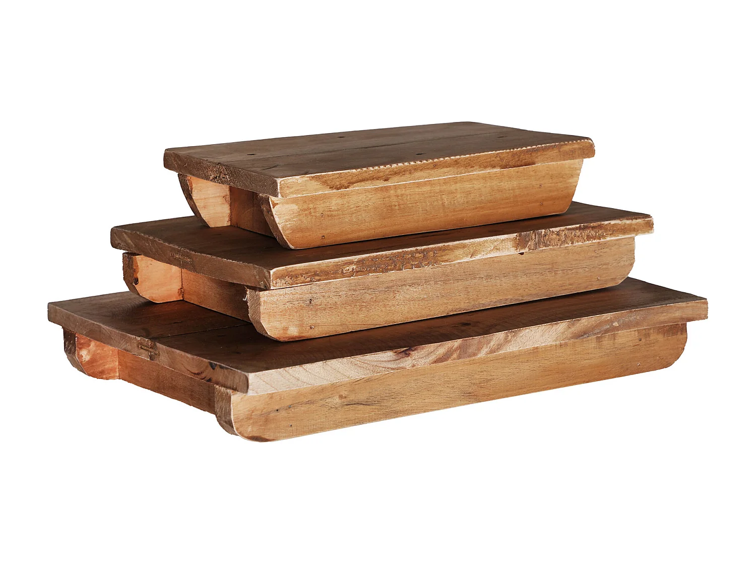 Table en bois de mahogany marron 36x25x6 cm - lot de 3