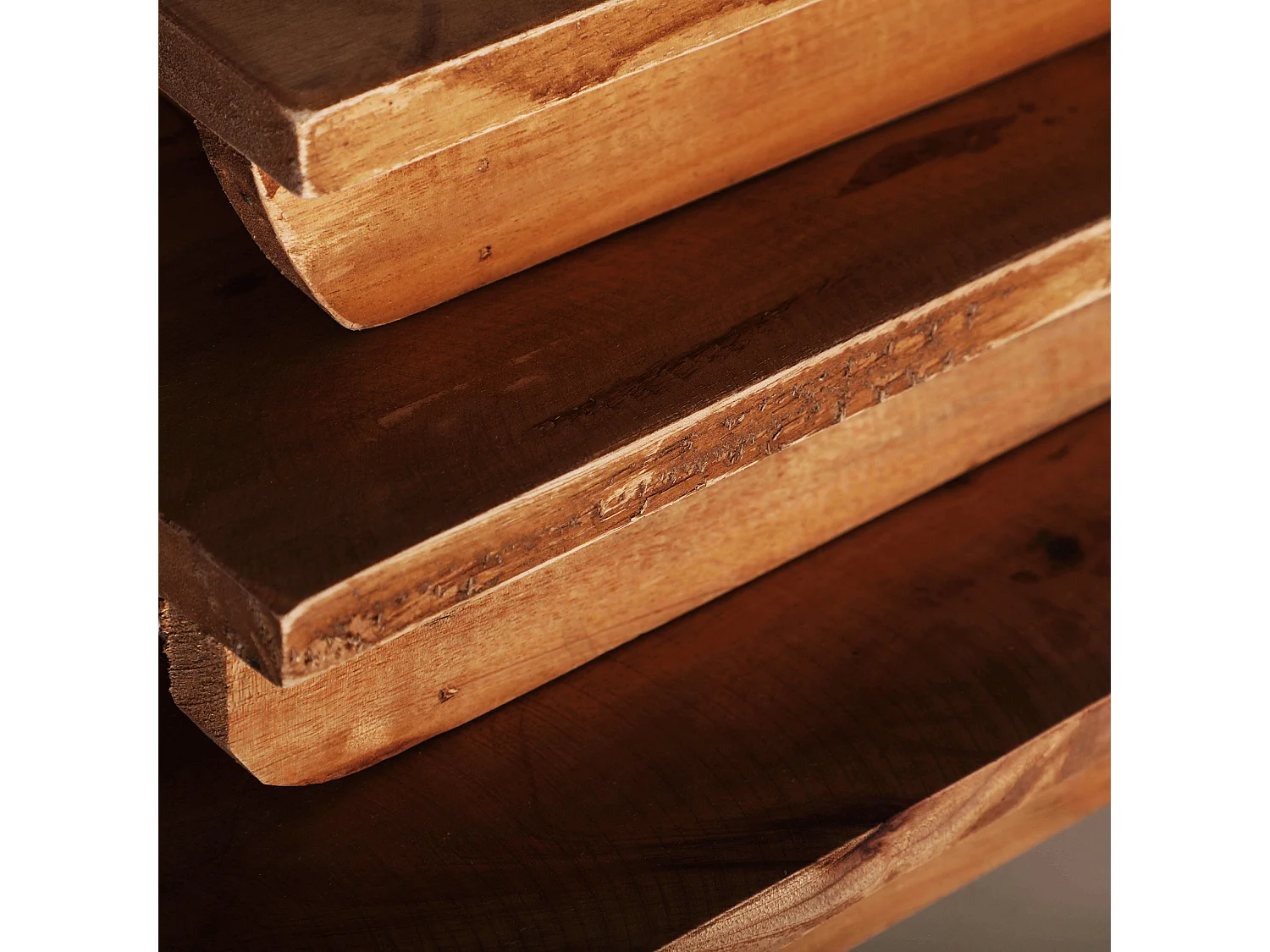 Table en bois de mahogany marron 36x25x6 cm - lot de 3