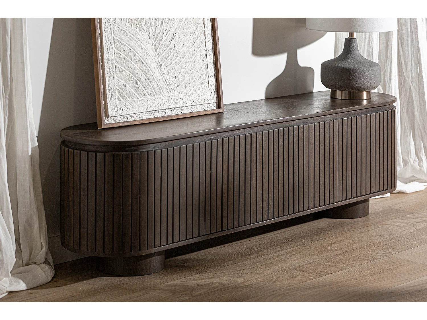 Meuble tv en bois de mangue marron 180x40x50 cm