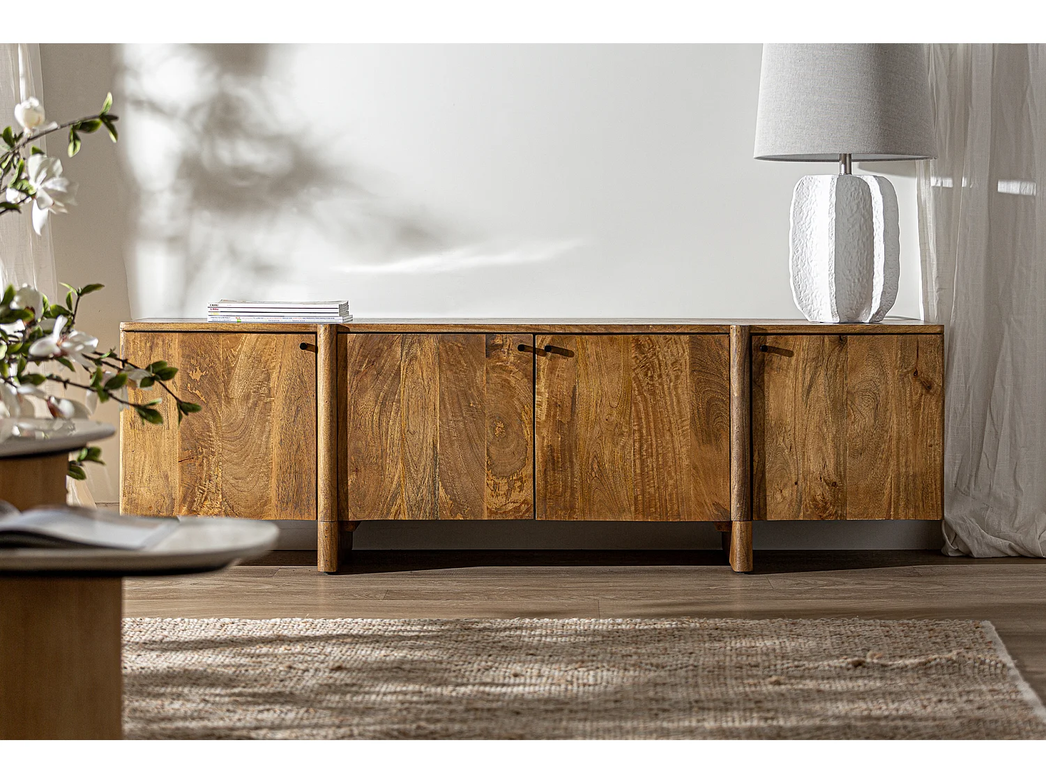 Meuble tv en bois de mangue marron 170x40x51 cm