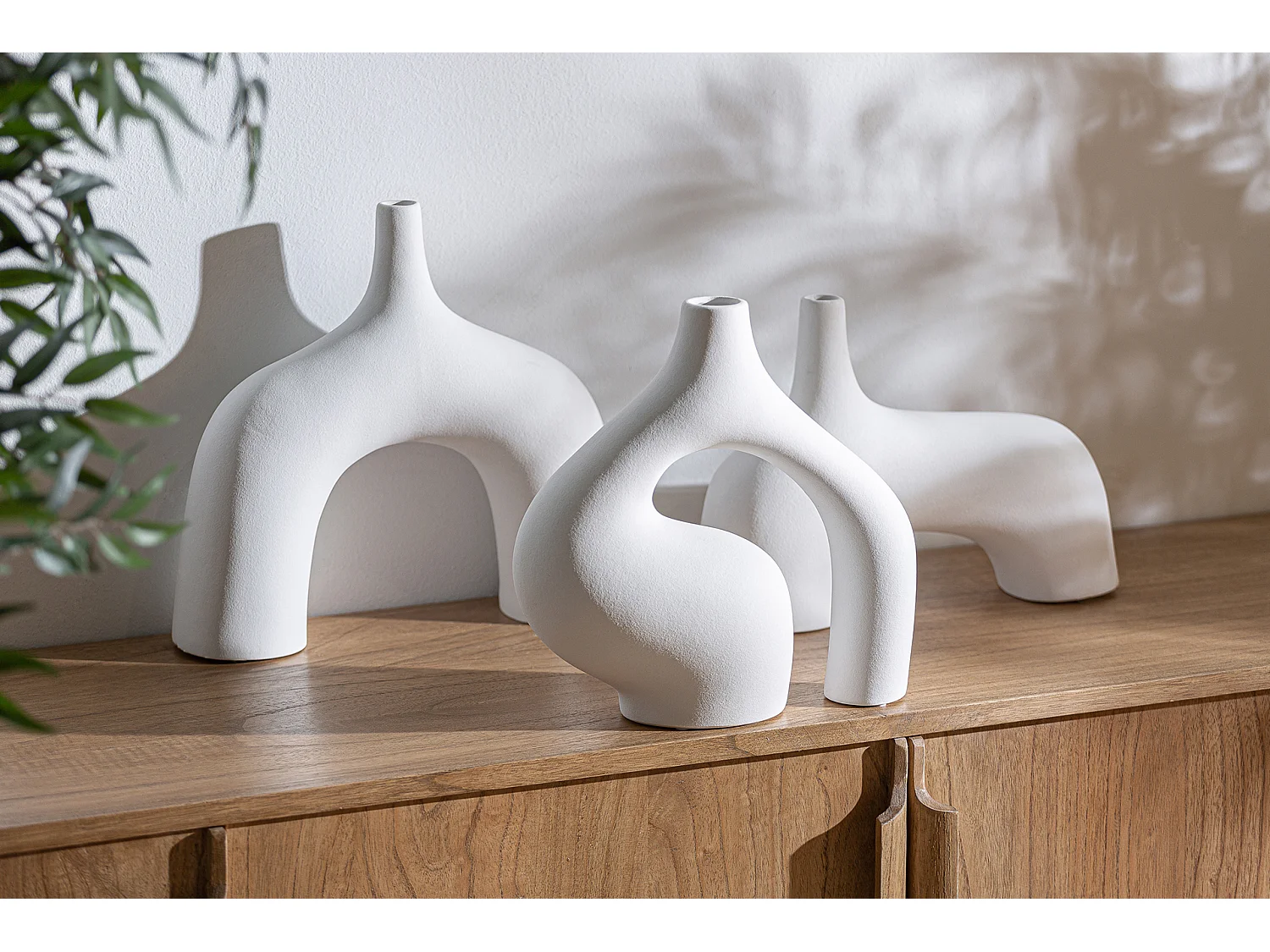 Vase en céramique blanc 34x10x33 cm