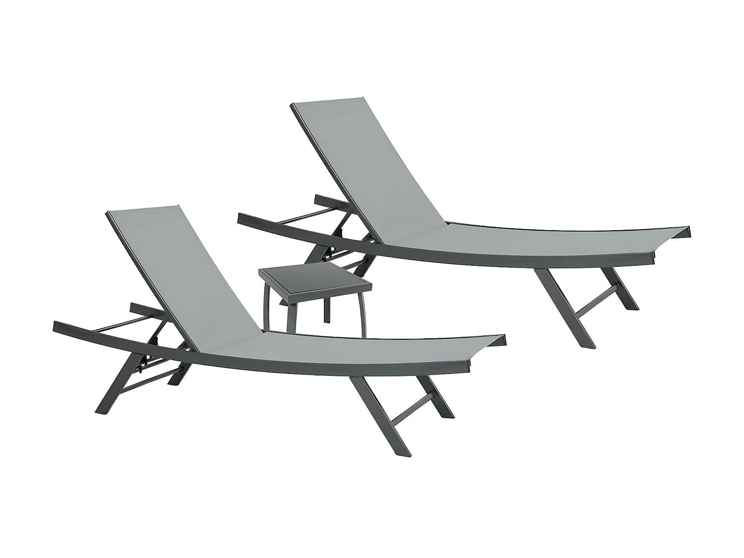 ARIO - Ensemble transat de jardin et table basse - Gris Perle