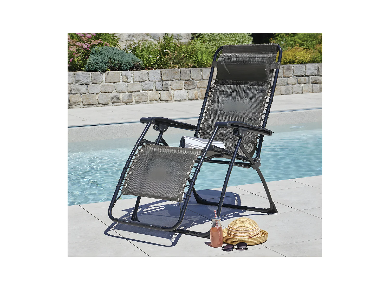 PALAVAS - lot de 2 fauteuils relax - pliant - Acier - Taupe