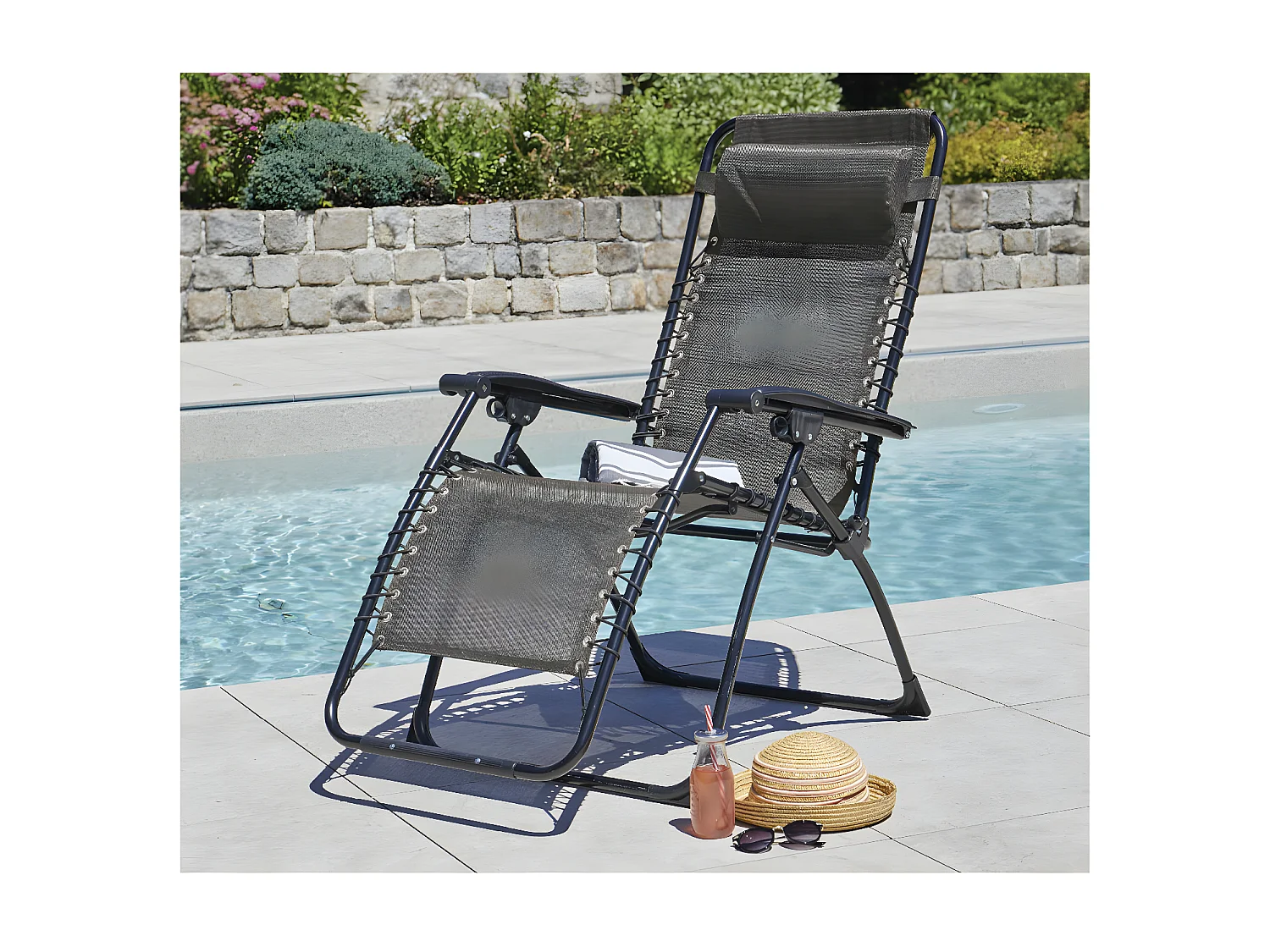 PALAVAS - lot de 2 fauteuils relax - pliant - Acier - Taupe