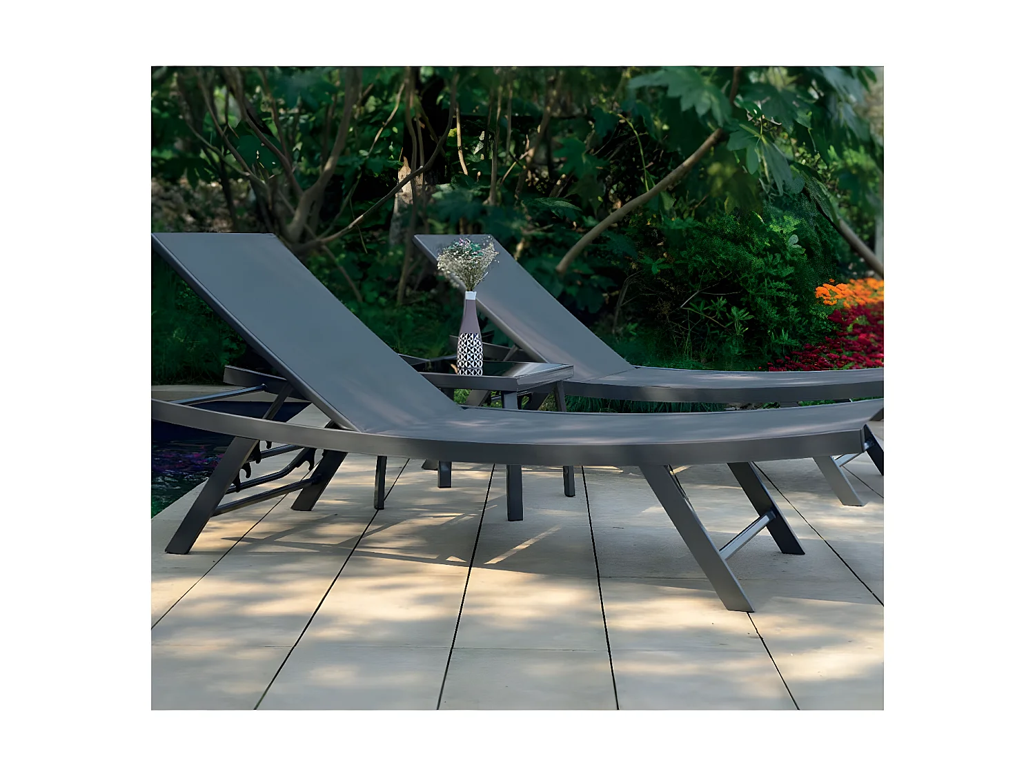 ARIO - Ensemble transat de jardin et table basse - Gris anthracite
