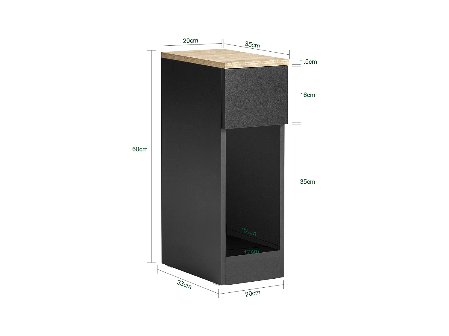 SoBuy 2 x Comodino 20x60x35cm FBT111-SCHx2