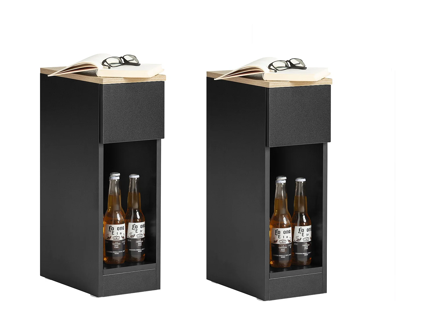 SoBuy FBT111-SCHx2 Lot de 2 Table de Chevet Table de Nuit Bout de Canapé Table d'Appoint Table Basse avec Tiroir