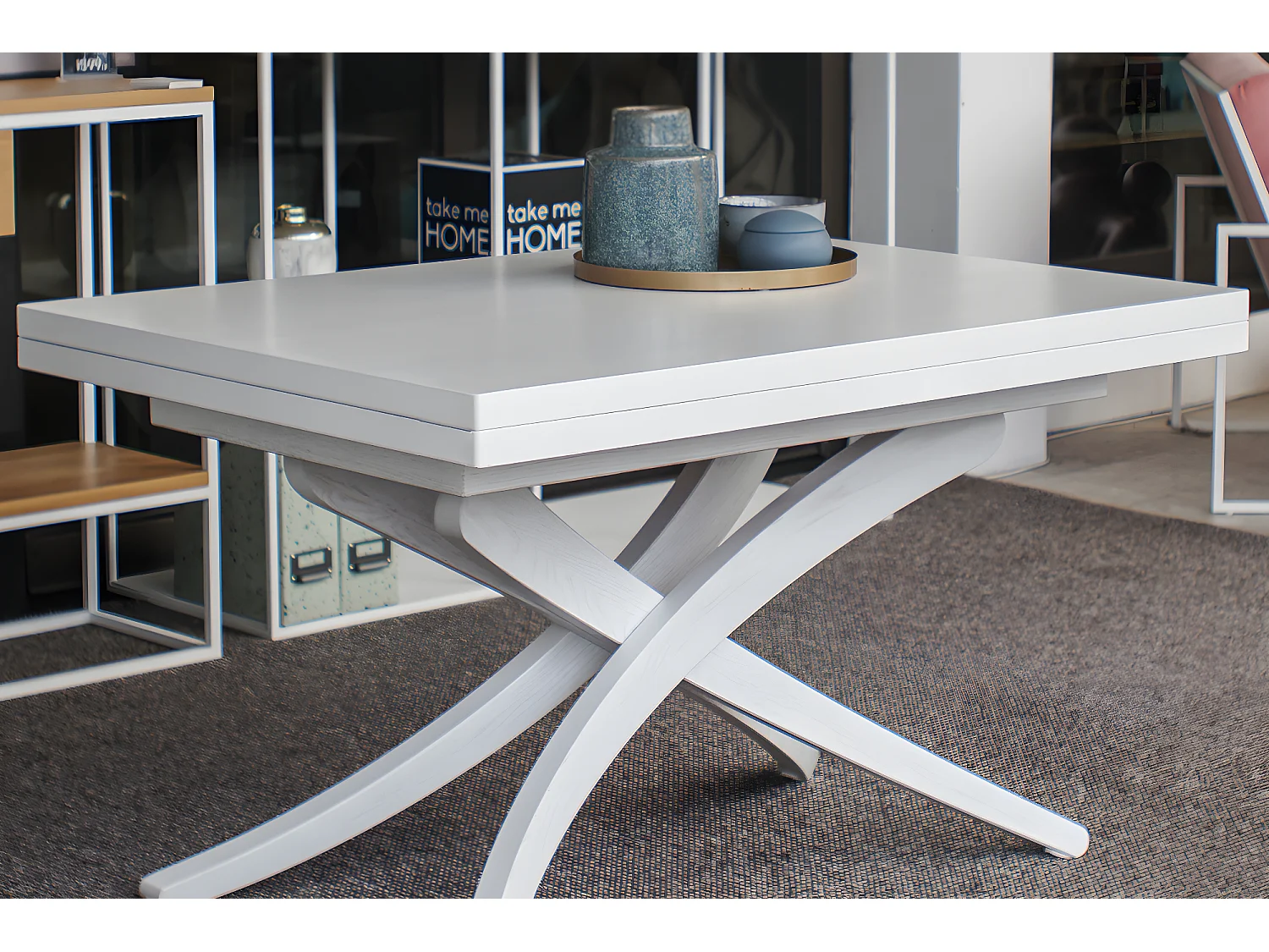 Table extensible - 70-150x100 cm - blanc - SPIDER 3en1