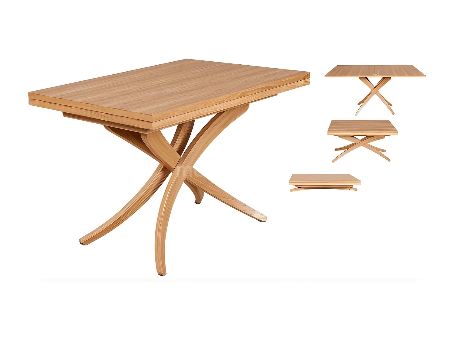 Table extensible - 70-150x100 cm - couleur naturelle - SPIDER 3en1