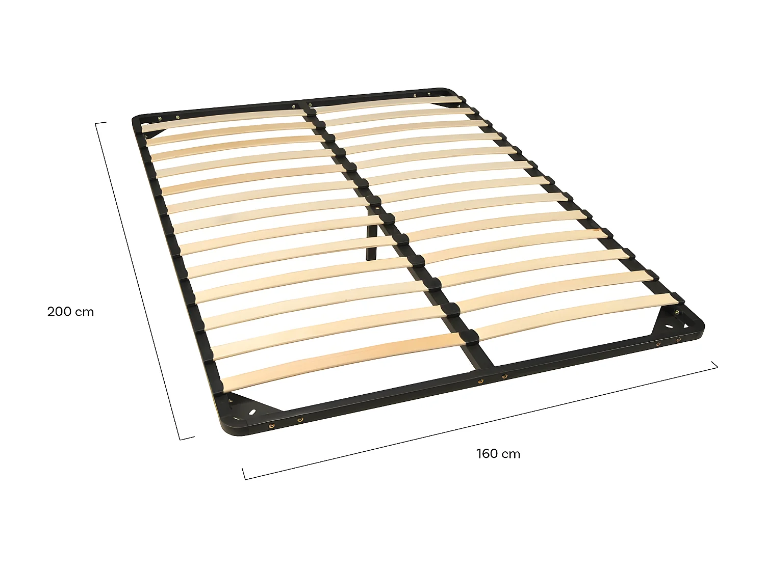 Sommier Métal RENO 160x200 cm + 1 pied amovible / Noir