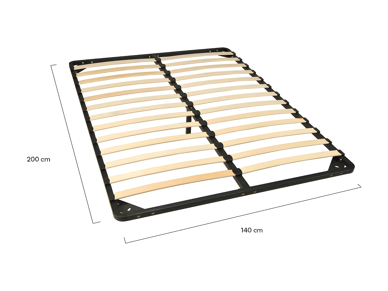 Sommier Métal RENO 140x200 cm + 1 pied amovible / Noir