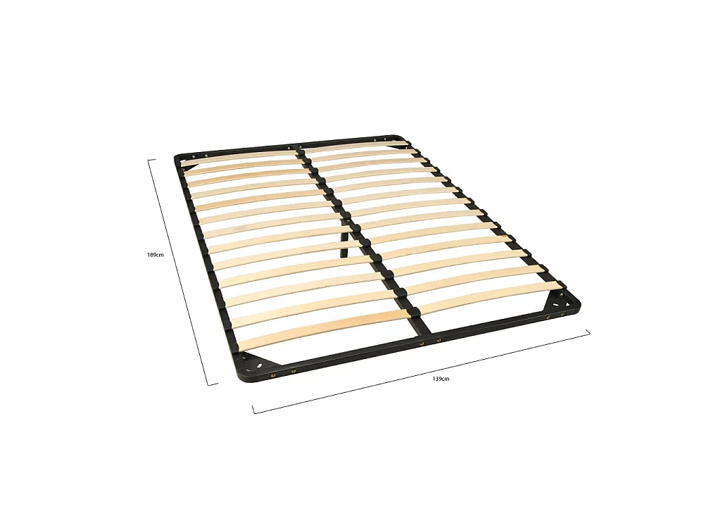 Sommier Métal RENO 140x190 cm + 1 pied amovible / Noir