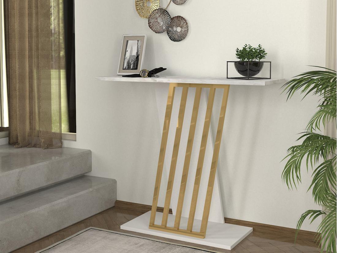 vente unique Console - Effet marbre blanc et doré - ORSONA