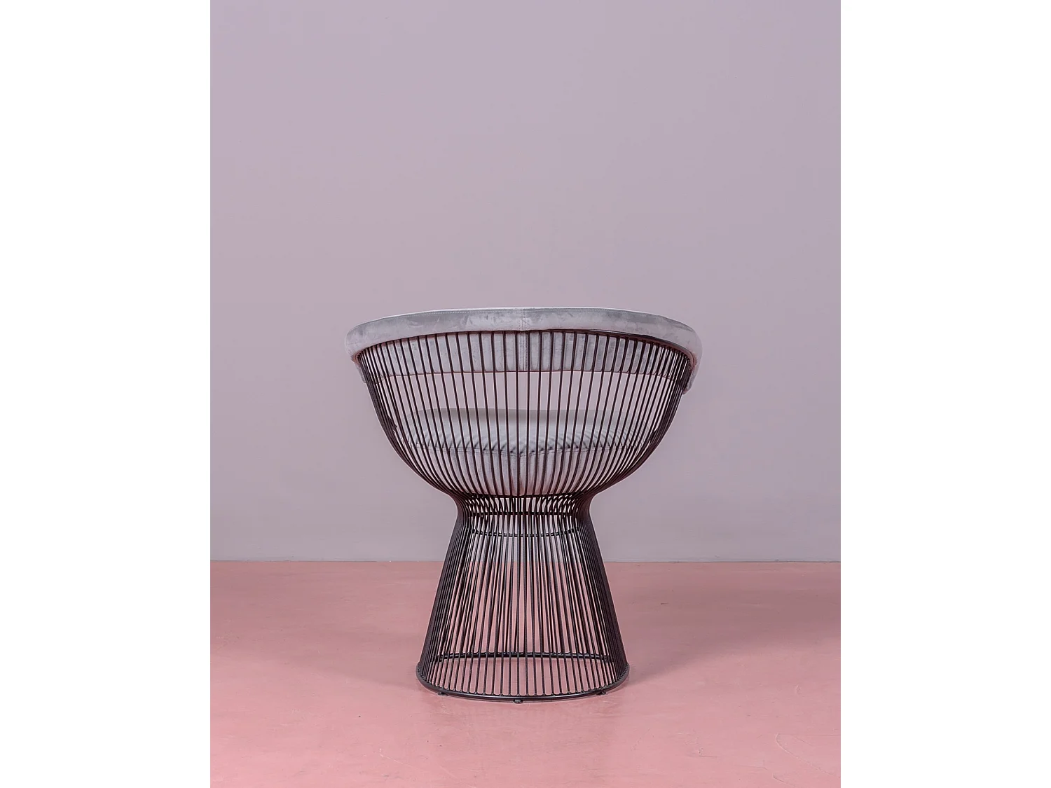 Designer-Sessel mit Samtbezug und Stahlgestell - Albert - Grau