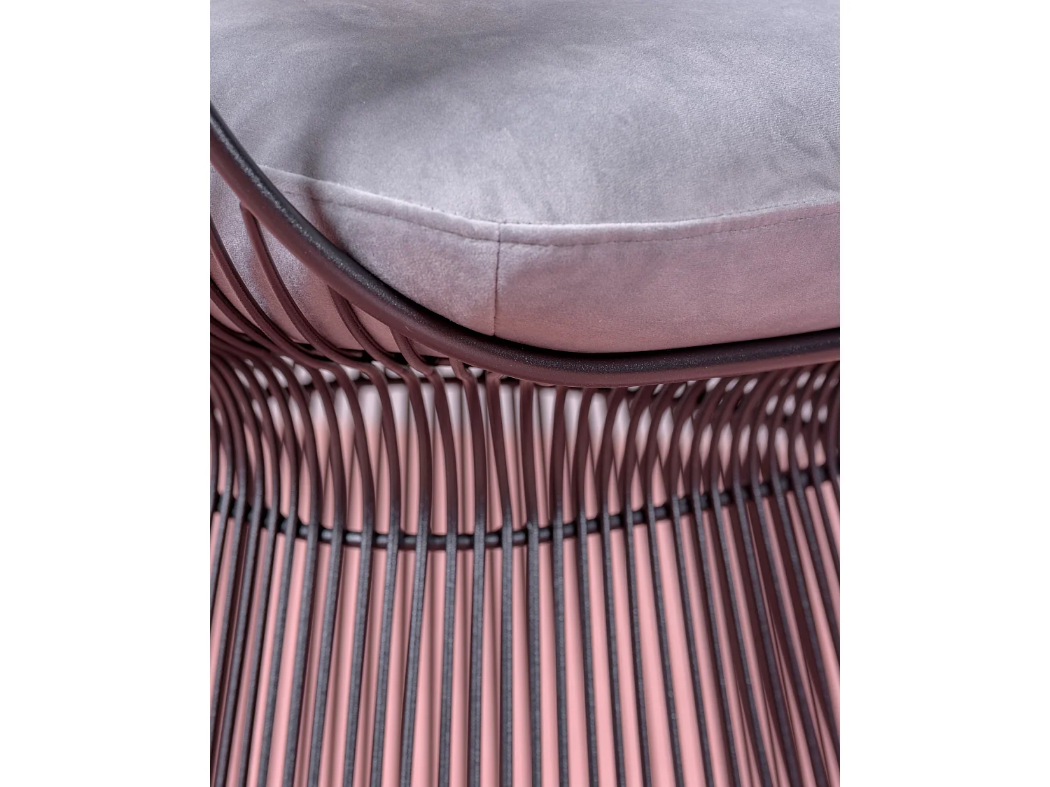 Designer-Sessel mit Samtbezug und Stahlgestell - Albert - Grau