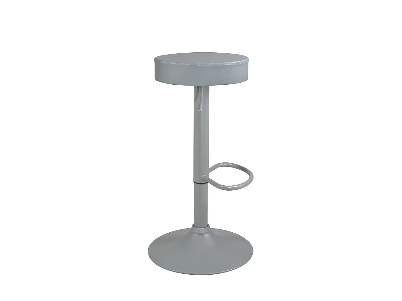 Lote de 2 taburetes de bar redondos, asiento de cuero sintético acolchado, giratorio, altura ajustable YO (gris total)