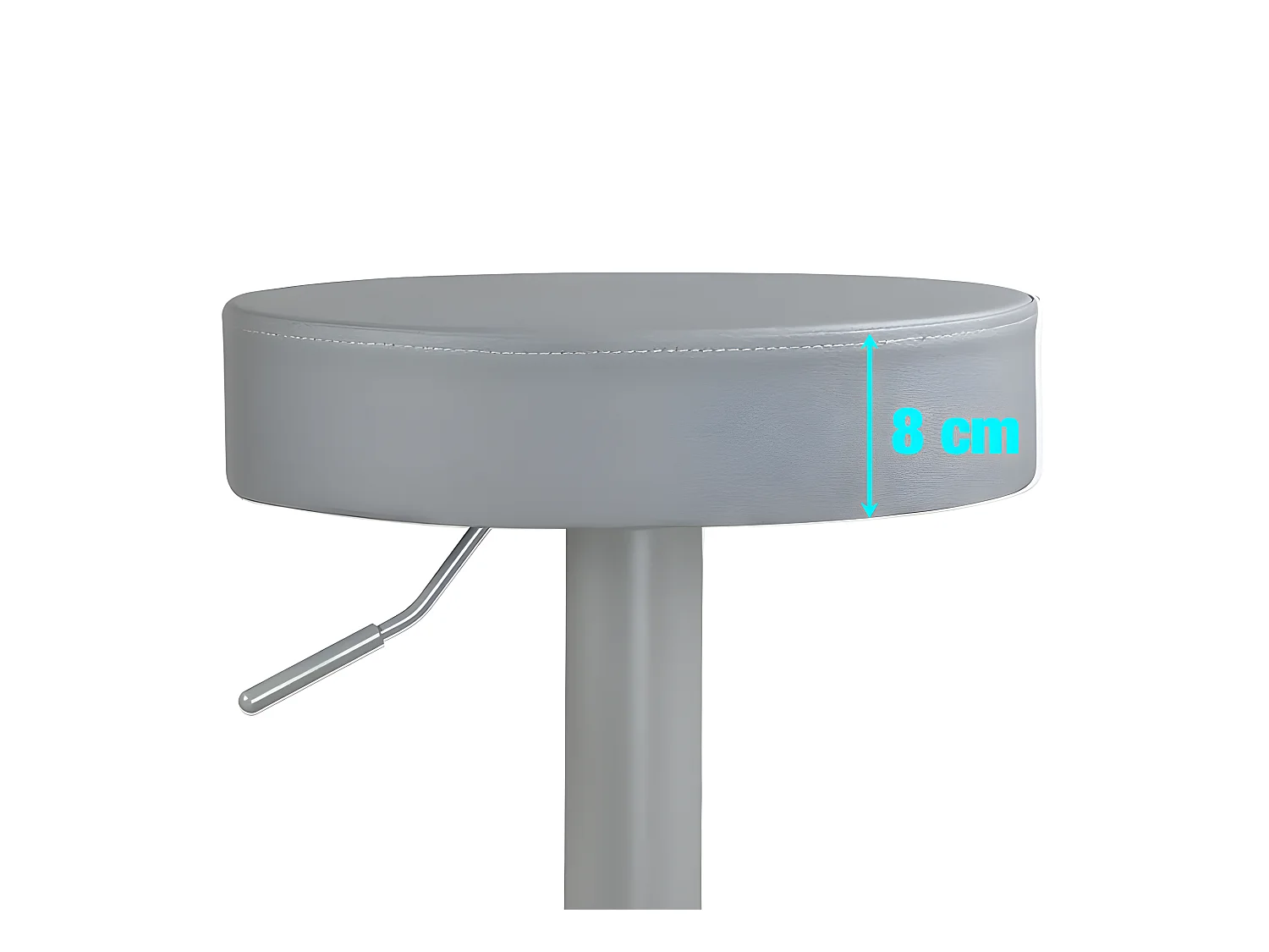 Lote de 2 taburetes de bar redondos, asiento de cuero sintético acolchado, giratorio, altura ajustable YO (gris total)