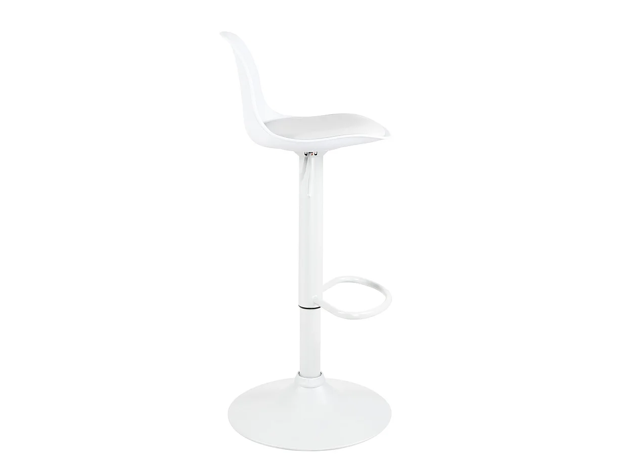 Lot 2 tabourets de bar blanc design coussin simili cuir pivotant hauteur réglable SIG (blanc intégral)