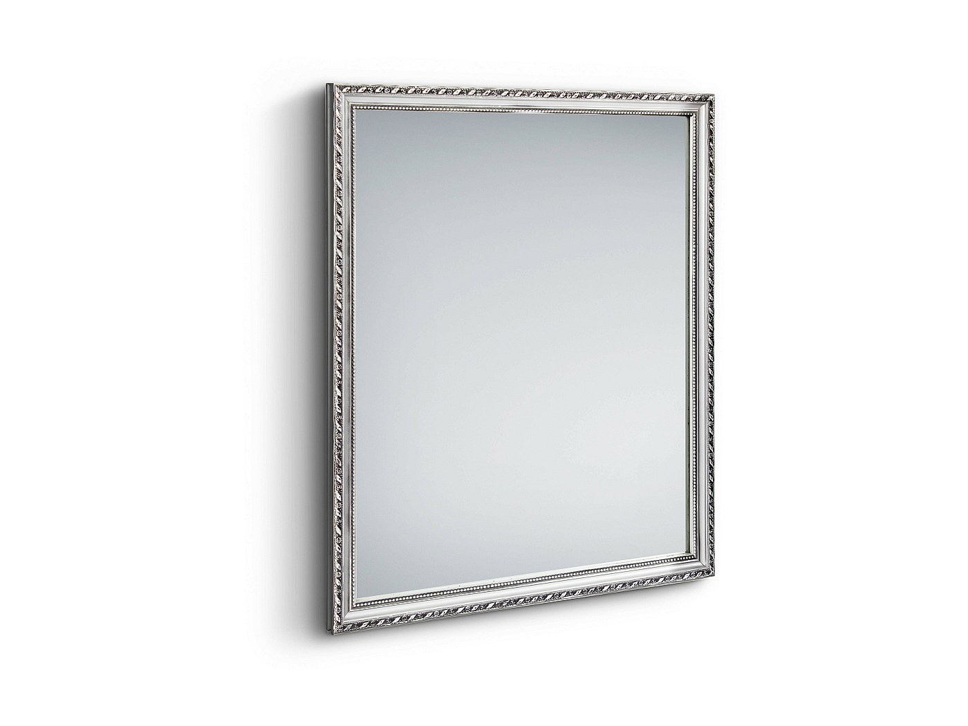 WANDStyle Grand Miroir Mural rectangulaire, Miroir sur Pied Chambre 50x60 cm, avec Cadre argenté en Bois, à Suspendre et à appuyer Contre Le Mur