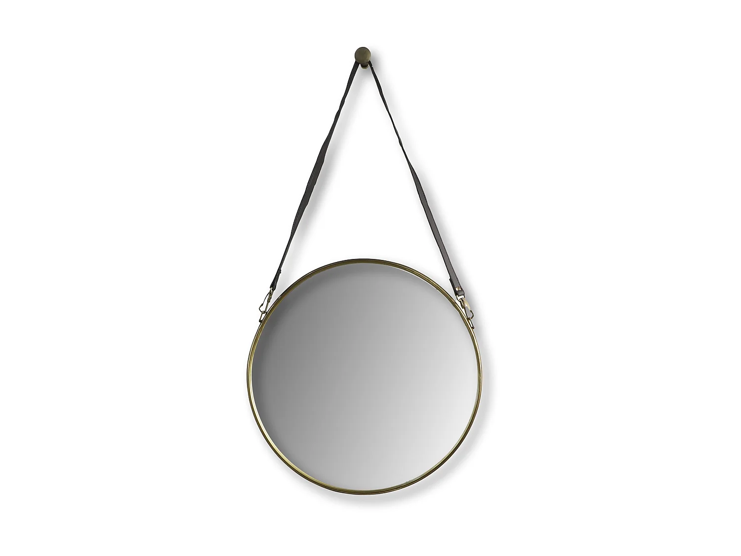 Miroir mural rond avec ceinture - or antique - noir - ø45 cm