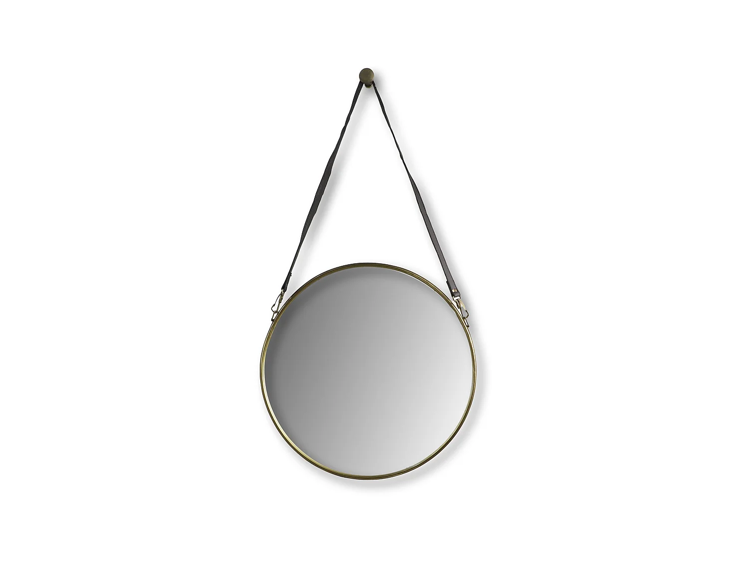 Miroir mural rond avec ceinture - or antique - noir - ø45 cm