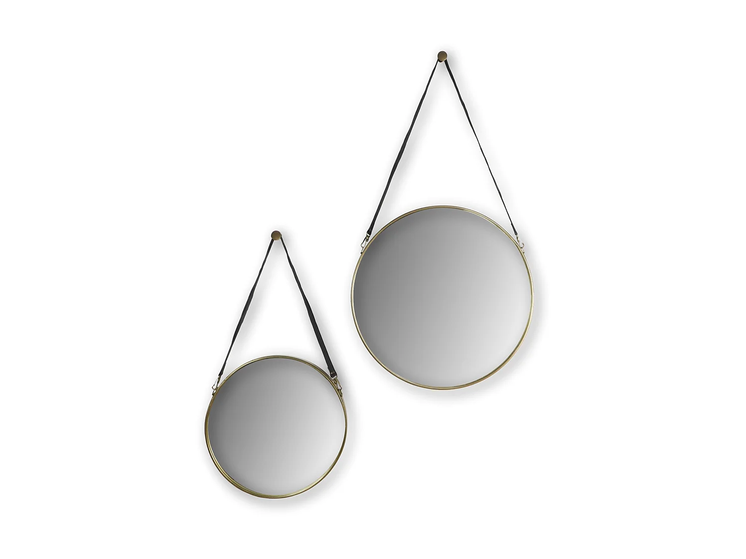 Miroir mural rond avec ceinture - or antique - noir - ø45 cm