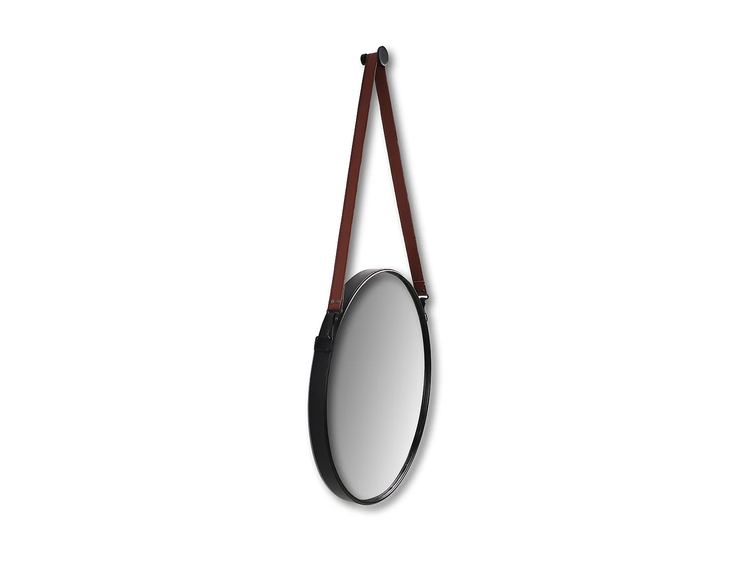 Miroir mural rond encadré ø60 - Noir/brun 63*3*95