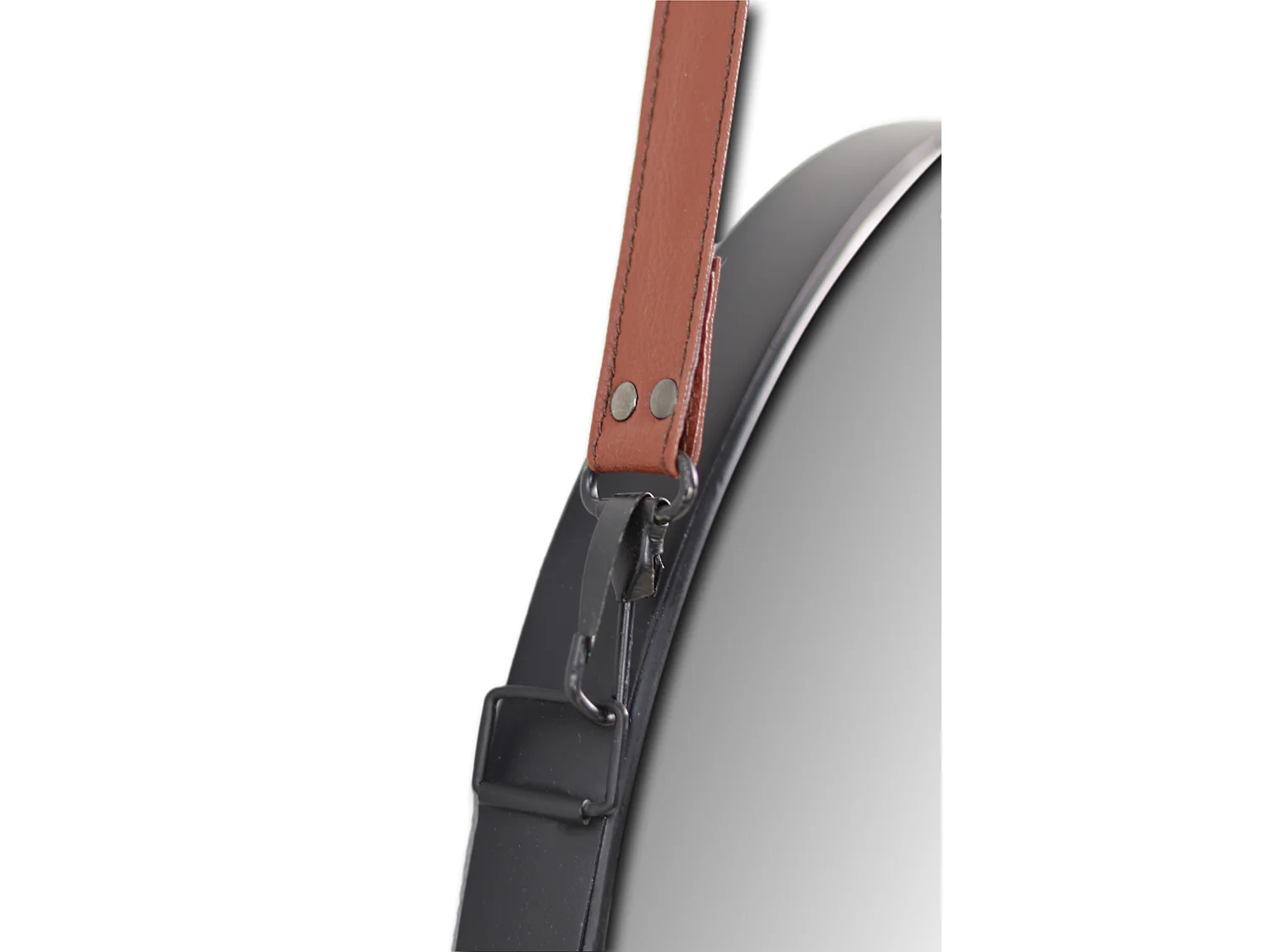 Miroir mural rond encadré ø60 - Noir/brun 63*3*95