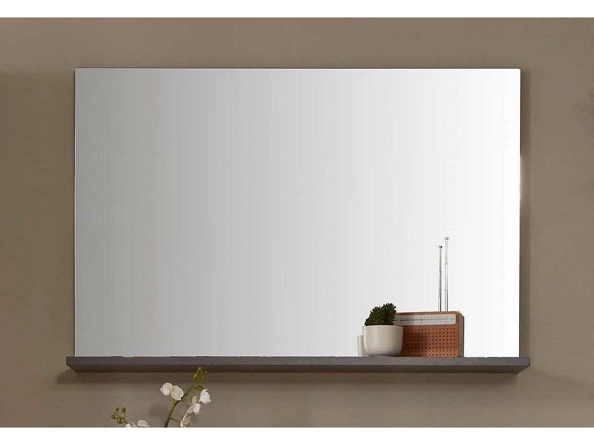 Miroir mural rectangulaire avec tablette gris foncé Dravy 90cm
