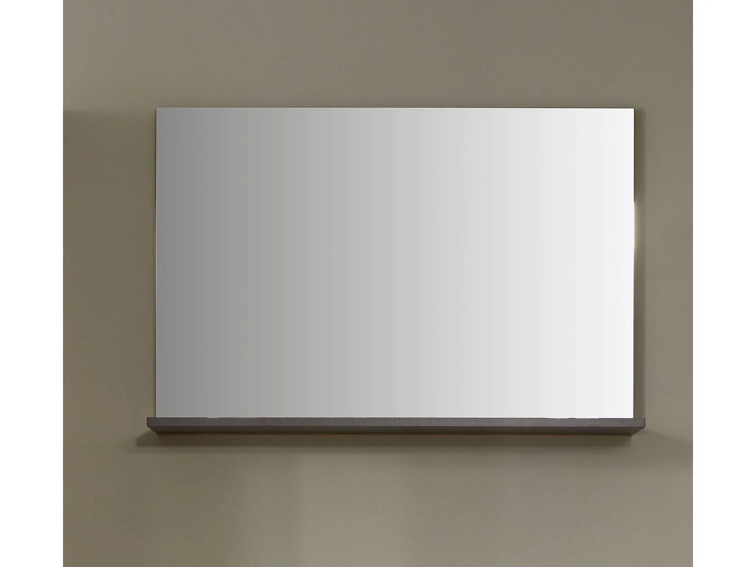 Meuble d'entrée - Miroir avec tablette mélaminé coloris gris ciment. Largeur - hauteur - profondeur : 90 | 62 |20 cm.