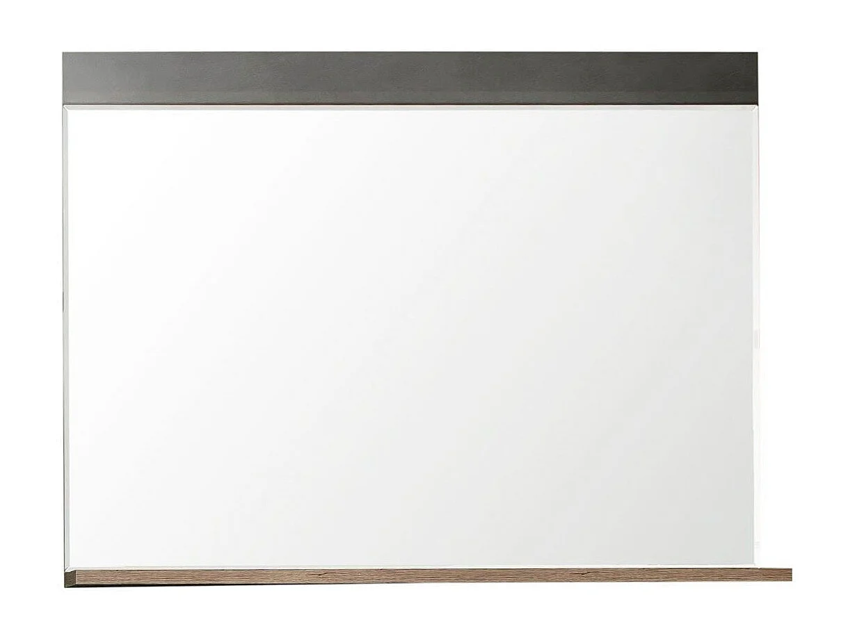 Miroir mural avec étagère mélaminé chêne foncé et gris Orcel