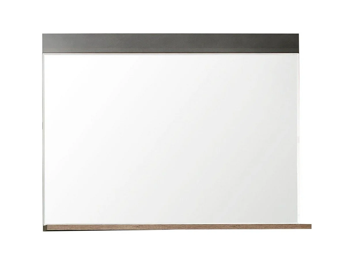 Miroir mural avec étagère mélaminé chêne foncé et gris Orcel